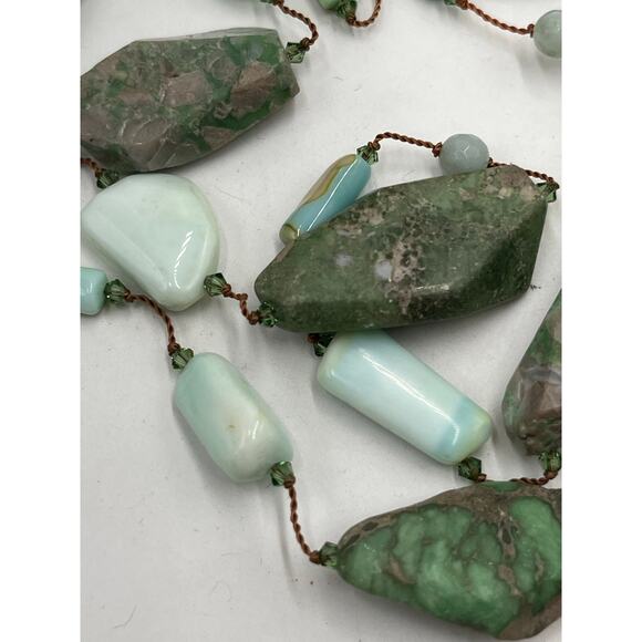 Margo Morrison Peruvian Opal, Variscite Swarovski Crystal 925 Necklace 35” New - Picture 14 of 14